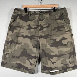 DaHui Mens 40 Camo Hybrid Walk Shorts Ripstop Stretch Green Brown Camouflage